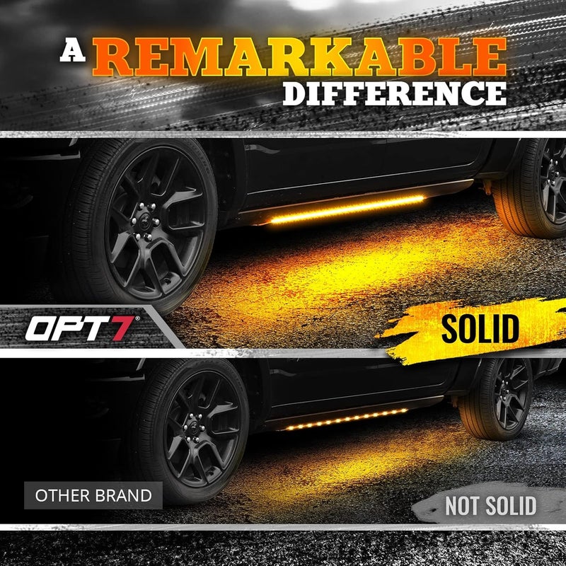 OPT7 Sidekick 86" Running Board Lights 2PCS LED Strips w/Sequential Amber Turn Signal, DRL, White Courtesy Light for Extended Crew Cab Trucks Pickup Trailer - Image 3